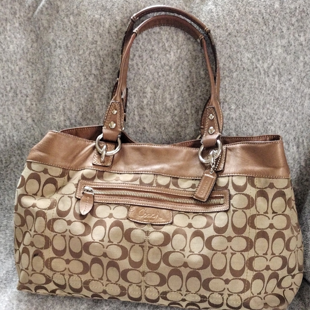 🤎 Y2K Coach Penelope Metallic Copper Signature XL Shopper Shoulder Tote Bag - Picture 2 of 13